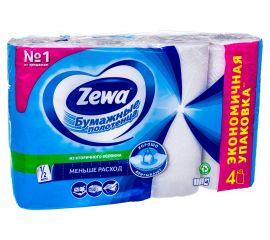 Полотенца бумажные бытовые ZEWA спайка 4 шт, 2-х слойные, белые 144099 126254 