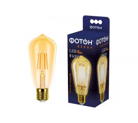 Светодиодная лампа ФОТОН LED FL ST64 6W E27 2200K, серия ДЕКОР, 10 шт, 22626 