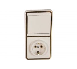 Комбинированный блок Кунцево-Электро БЭЛЛА скрытой установки выключатель+розетка с з/к БКВР-031 З 5820 