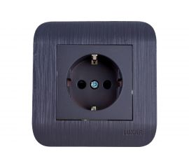 Розетка LUXAR Deco с/у с з/к венге с рифленой рамкой, 250В 16А 4606400620303 