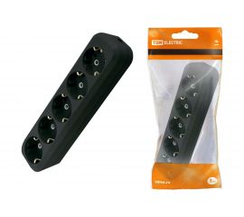 Розеточная колодка TDM 5 гнезд 2П+3 16А 250В черная SQ1806-0135 