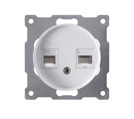 Двойная розетка телефон/компьютер OneKeyElectro RJ11/RJ45 кат.5e, цвет белый (уп.10 шт) 1E20801300 
