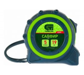 Рулетка, двухкомпонентный корпус, 5 м х 19 мм СИБРТЕХ Сапфир 32581 