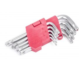 Набор Г-образных ключей INTERTOOL TORX с отверстием 9шт., Т10-Т50, Cr-V HT-0604 
