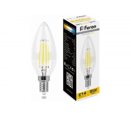 Светодиодная лампа FERON 9W 230V E14 2700K прозрачная, LB-73 25956 