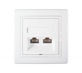 Коммуникационная двойная розетка Aling-conel PRESTIGE RJ45 Cat6 FTP, белая 615S.000 114015 