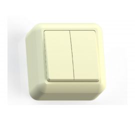 Выключатель Кунцево-Электро ОПТИМА открытой установки двухклавишный 10А А510-380 с/к 8033 