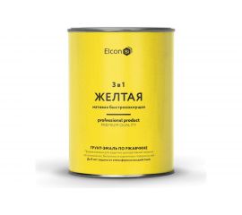 Грунт - эмаль по ржавчине Elcon 3 в 1 матовая, желтая, 0.8 кг 00-00462301 