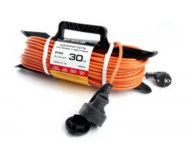 1-местный удлинитель-шнур на рамке STEKKER с заземлением HM04-01-30, 3х1,0мм2, 30м, 10А, Home, оранжевый 39629 