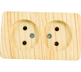 Двойная розетка Lezard VIOLA, без заземления, закрытый корпус, керамика, белёный дуб 751-5200-128 