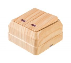 Двухклавишный выключатель IEK ВС20-2-1-ОС, с индикацией, 10А, ОКТАВА, сосна EVO21-K03-10-DC 