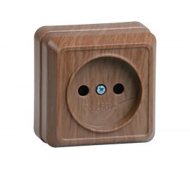 Одноместная розетка IEK РС20-2-ОД, без заземляющего контакта, 10А, открытой установки, ОКТАВА, дуб ERO10-K04-10-DC 