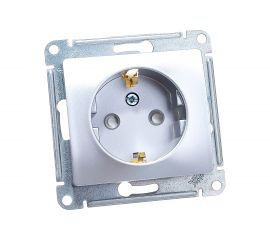 Розетка Schneider Electric Glossa Алюминий с заземлением со шторками GSL000345 