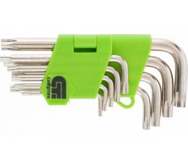 Набор коротких имбусовых ключей Tamper-Torx, 9 шт: TT T10-T50, 45Х, никель СИБРТЕХ 12321 