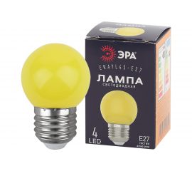Светодиодная лампа для белтлайт ЭРА ERAYL45-E27 LED Р45-1W-E27 шар, желтый, 4SMD, 1W, E27, 10/100/6000 Б0049576 