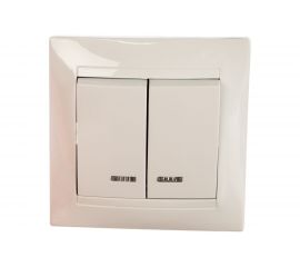 Двухклавишный выключатель TDM с подсветкой, белый Лама SQ1815-0005 