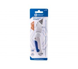 Технический складной нож, трапециевидные лезвия 19мм 3 шт, металлический корпус КОБАЛЬТ 245-039 