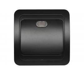 Выключатель Smartbuy 1-клавишный с индикатором 10А черный Марс SBE-02b-10-SW1-1-c 