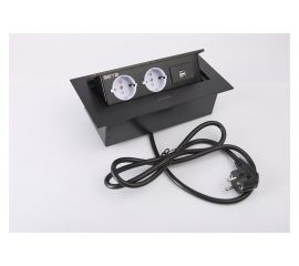 Выдвижной встраиваемый розеточный блок SETE на 2 EURO розетки и 2 USB SBT-2UC-20 