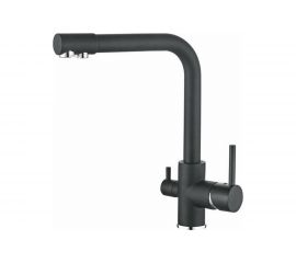 Смеситель для кухни с выходом питьевой воды LEDEME картридж диаметр 35мм, черный-матовый L4055B-3 807020 