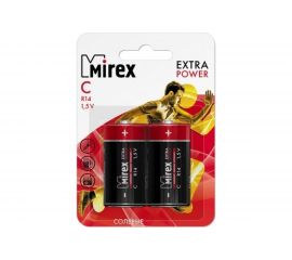 Батарея Mirex, солевая R14 / C 1,5V 2 шт ecopack 23702-ER14-E2 