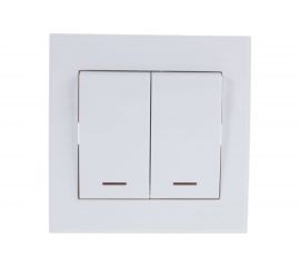 Двойной выключатель с подсветкой LEZARD RAIN белый 703-0202-112 