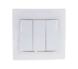 Трехклавишный выключатель IEK ВС10-3-0-КБ, 10А, КВАРТА, белый EVK30-K01-10-DM 