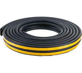 Самоклеящийся уплотнитель для дверей и окон ТДВ Р профиль, 9х5,5 мм, черный 1502012 