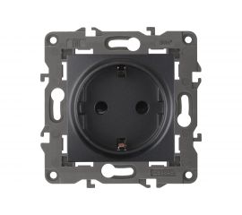 Розетка ЭРА Elegance 2P+E Schuko, 16A-250В, IP20, антрацит 14-2101-05 Б0034269 