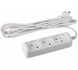 Удлинитель ЭРА U-3-7m Россия без зазeмления, 2х1мм2, 10А, ПВС, 3гн, 7м Б0028357 