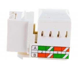 Модуль Keystone LANMASTER RJ45, кат.6, UTP, 90 градусов, белый, LAN-OK45U6/90P-WH 