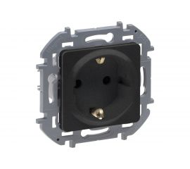 Розетка Legrand 2К+З со шторками - немецкий стандарт - 16 А - 250 В - INSPIRIA - антрацит 673733 