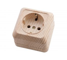 Одноместная розетка АБК-СИЛА с заземляющим контактом 16А 220В керамика "АЛЬТАИР" сосна 5400307 