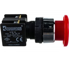 Кнопка Emas красная грибовидная 1НЗ KB12MK 