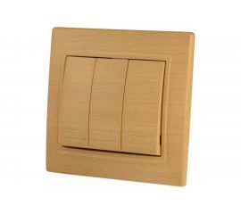 Тройной выключатель Lezard MIRA ясень 701-4747-109 