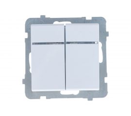Выключатель Ospel Sonata, 2-клавишный, с подсветкой, без рамки, белый LP-2RS/m/00 