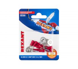 Кольцевой изолированный наконечник REXANT d 6,5 мм 0,5-1,5мм2 НКи 1.5-6 красный 10 шт 06-0415-A 