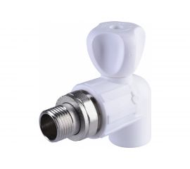 Шаровой кран Политэк для радиатора угловой ПП 20х1/2 американка 9910022012 