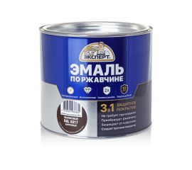 Эмаль ЭКСПЕРТ по ржавчине 3 в 1 полуматовая, коричневый RAL 8017, 1.8 кг 28254 