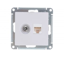 Двойная компьютерная+ТВ розетка Schneider Electric ATLASDESIGN RJ45+TV, категория 5E, ЖЕМЧУГ ATN000489 