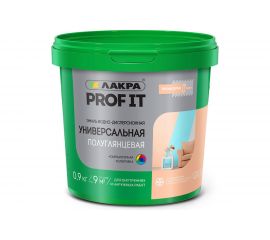 Универсальная водно-дисперсионная эмаль Лакра PROF IT полуглянцевая, база А, 0.9 кг Лк-00010490 