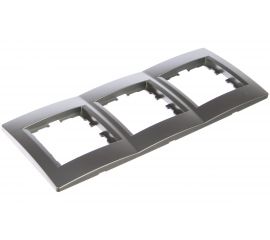 Трехместная горизонтальная рамка Lezard KARINA без вставки, матовое серебро 707-4300-148 