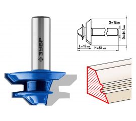 Фреза кромочная для углового сращивания ПРОФЕССИОНАЛ (44.5х19х54 мм; угол 45 град, хвостовик 12 мм) Зубр 28724-44.5 