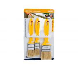 Набор кистей для работ с эмалями Акор натуральная щетина, 25х10, 35х10, 50х12мм КЭ 3 шт 