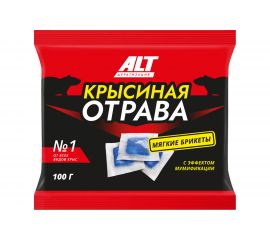 Крысиная отрава №1 ALT от всех видов крыс, тесто, сырные брикеты, 100гр 4607112040953 