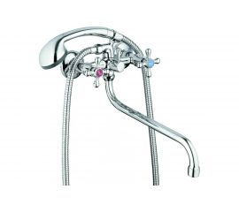 Смеситель для ванны G-lauf с круглым, длинным поворотным изливом, с душевой лейкой, хром JML7-A605 