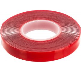 Акриловая двусторонняя клейкая лента STEKKER 0,8х12мм, длина 5м, прозрачный, красная подложка 39145 