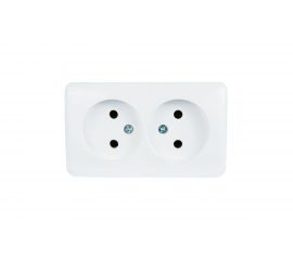 Двойная розетка Lezard VIOLA без заземления, закрытый корпус, керамика, белый 751-0200-128 