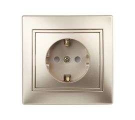 Розетка Intro 120604 2PE Schuko со шторками, 16А, 250В, IP20, СУ, Plano, Б0030075 