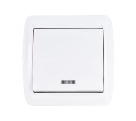 1-клавишный выключатель TDM открытой установки с подсветкой IP44 10А белый "Селигер" SQ1818-0003 